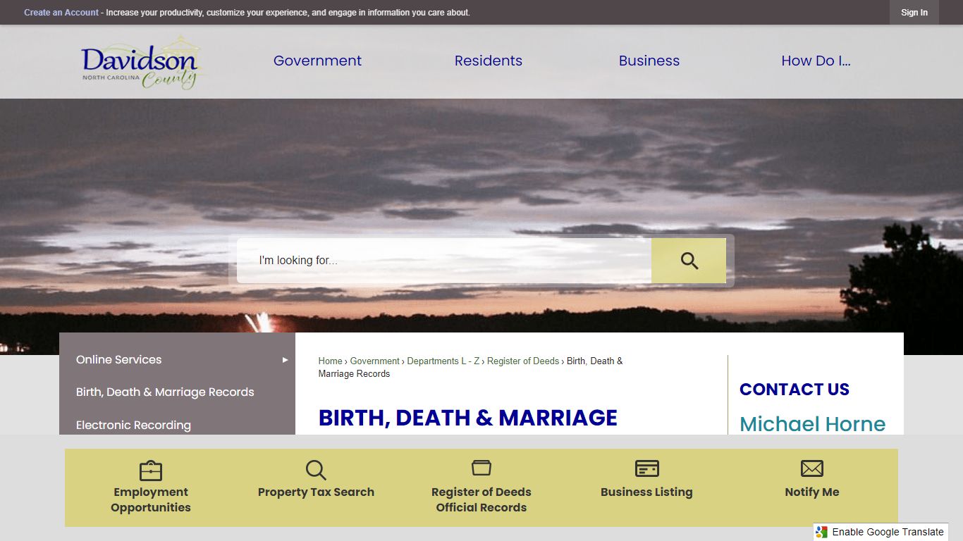 Birth, Death & Marriage Records | Davidson County, NC